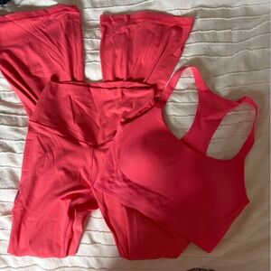 Aerie Pink Boot Cut Pants & Matching Sports Bra